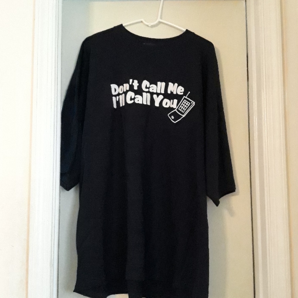 Navy blue tshirt with saying on it in glitter